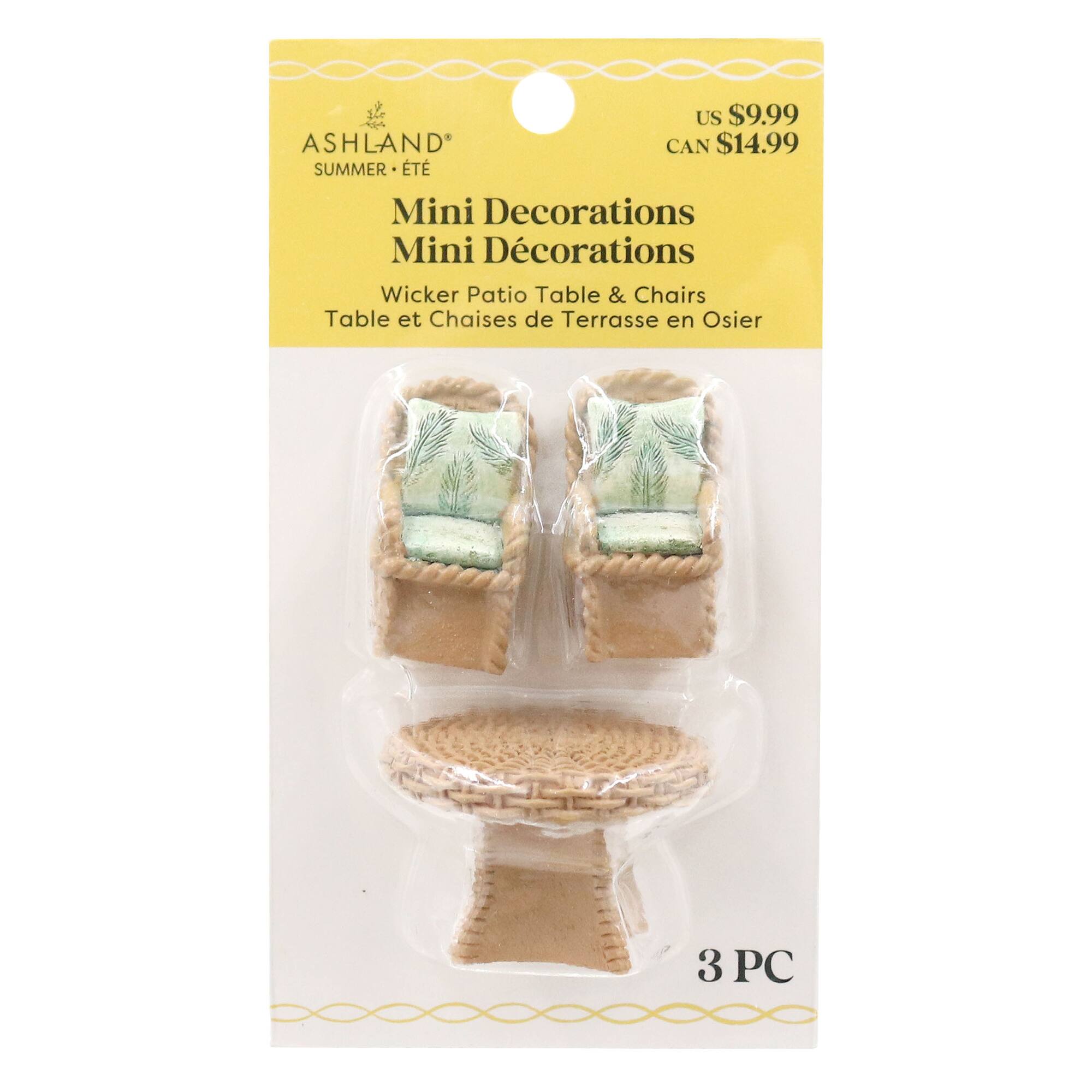 Mini Wicker Patio Table & Chairs Decoration Set by Ashland®